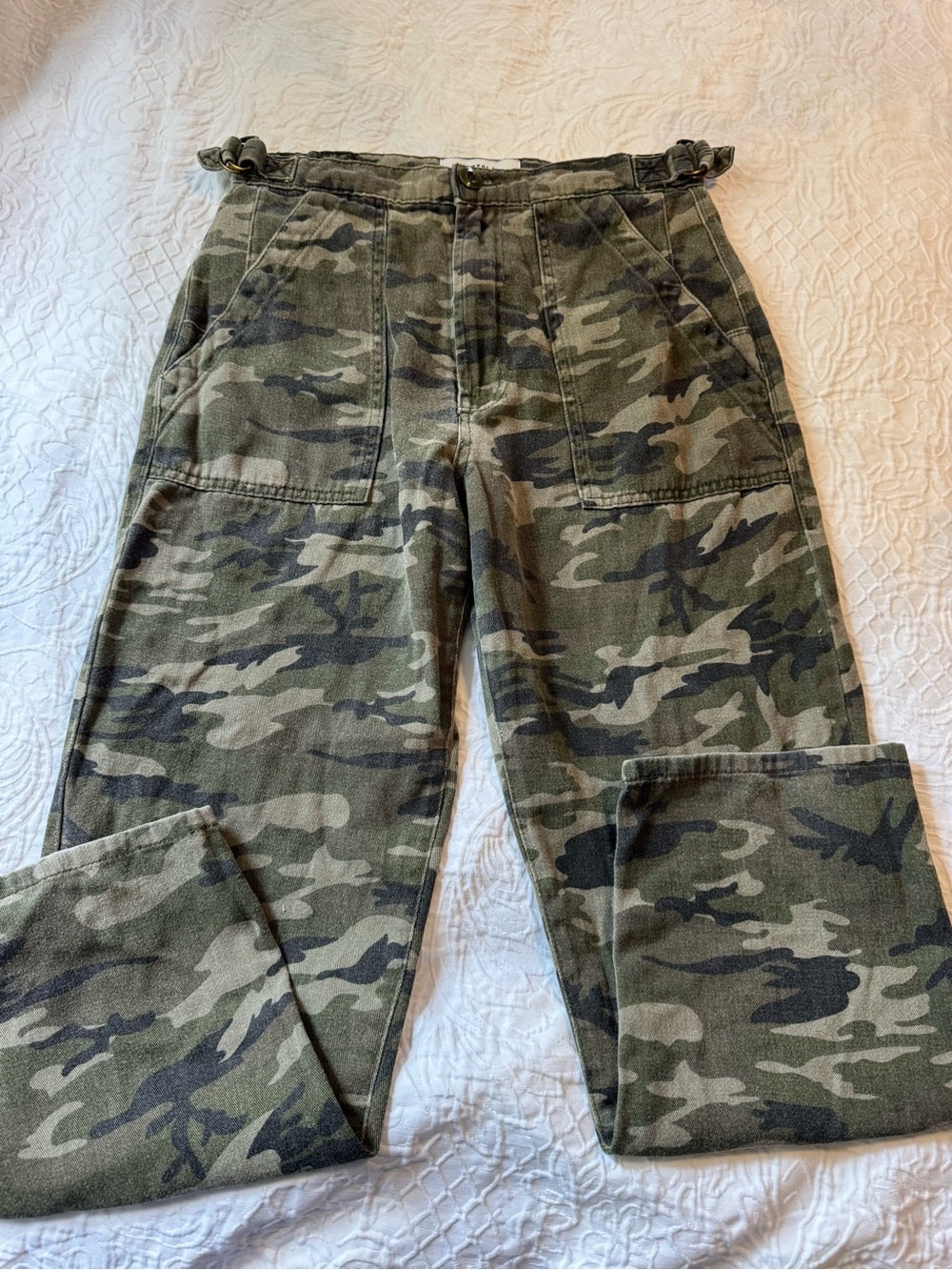 Pistola Womens 27 Camo Utility Pants High Rise Cropped Straight Leg
